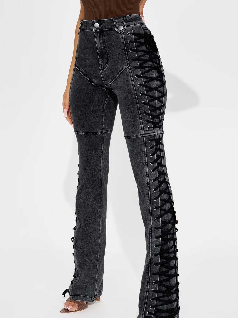 After Hours Lace Up Flare Pant - Black